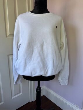 Polo Ralph Lauren White Sweatshirt with Navy Logo Tag